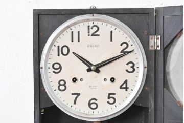 和製ヴィンテージ　精工舎(SEIKOSHA、セイコー)　ガラス窓の幾何学模様が印象的なスクエア型振り子時計　(R-086868)