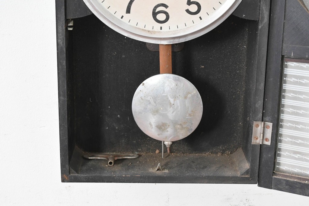 和製ヴィンテージ　精工舎(SEIKOSHA、セイコー)　ガラス窓の幾何学模様が印象的なスクエア型振り子時計　(R-086868)