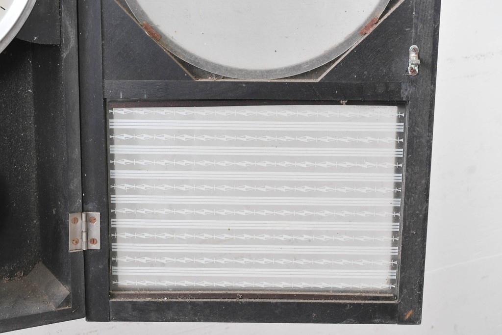 和製ヴィンテージ　精工舎(SEIKOSHA、セイコー)　ガラス窓の幾何学模様が印象的なスクエア型振り子時計　(R-086868)