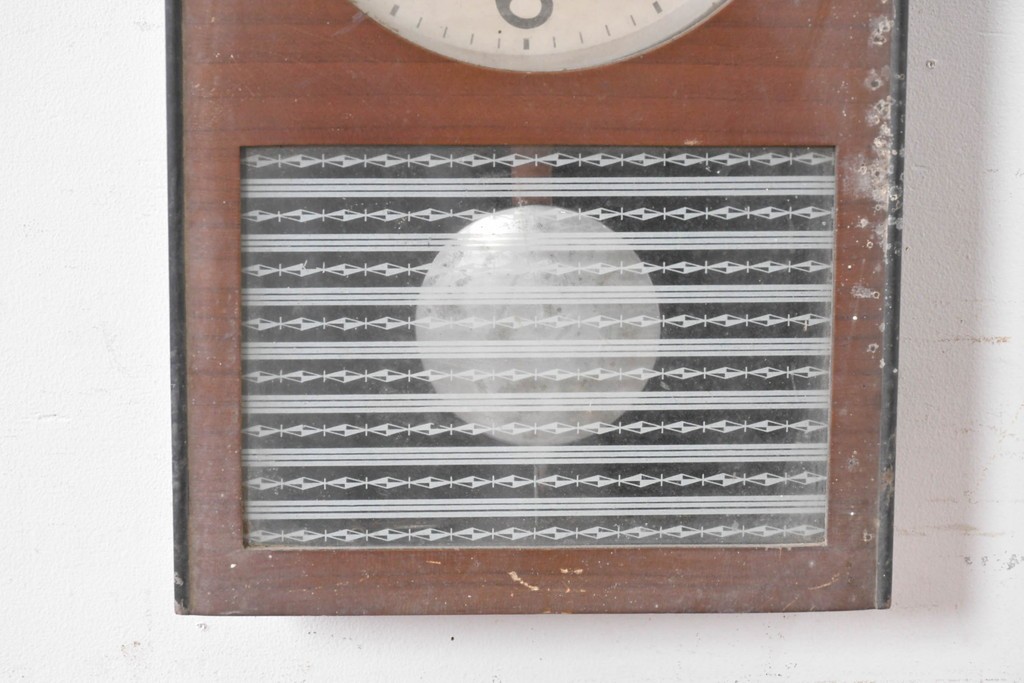 和製ヴィンテージ　精工舎(SEIKOSHA、セイコー)　ガラス窓の幾何学模様が印象的なスクエア型振り子時計　(R-086868)