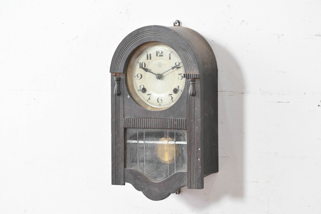 和製アンティーク　大正ロマン　精工舎(SEIKOSHA、セイコー)　アーチ型が可愛らしい小ぶりな振り子時計　(R-086869)