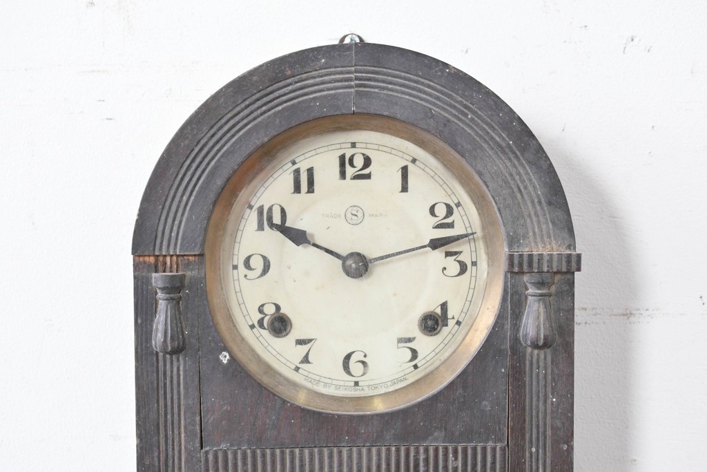 和製アンティーク　大正ロマン　精工舎(SEIKOSHA、セイコー)　アーチ型が可愛らしい小ぶりな振り子時計　(R-086869)