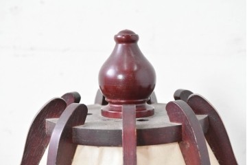 中古　民芸家具　木芸研究会　和洋折衷な挽き物×和紙張りのテーブルランプ　(R-086870)