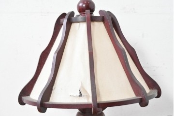 中古　民芸家具　木芸研究会　和洋折衷な挽き物×和紙張りのテーブルランプ　(R-086870)