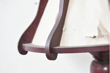 中古　民芸家具　木芸研究会　和洋折衷な挽き物×和紙張りのテーブルランプ　(R-086870)