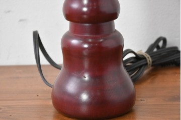 中古　民芸家具　木芸研究会　和洋折衷な挽き物×和紙張りのテーブルランプ　(R-086870)