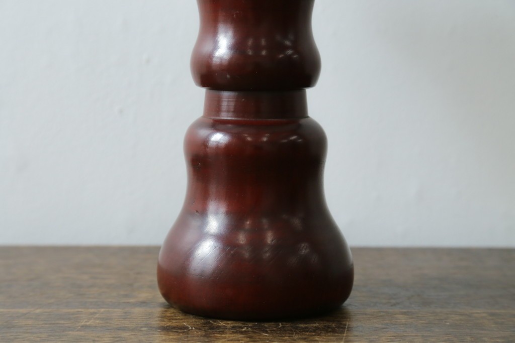 中古　民芸家具　木芸研究会　和洋折衷な挽き物×和紙張りのテーブルランプ　(R-086870)
