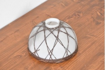 《引っ掛けシーリング式ペンダントライト加工費込み》　和製アンティーク　和の趣漂う竹網み細工のペンダントライト　(R-086871)