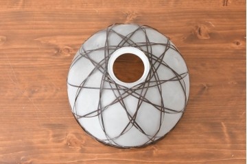 《引っ掛けシーリング式ペンダントライト加工費込み》　和製アンティーク　和の趣漂う竹網み細工のペンダントライト　(R-086871)