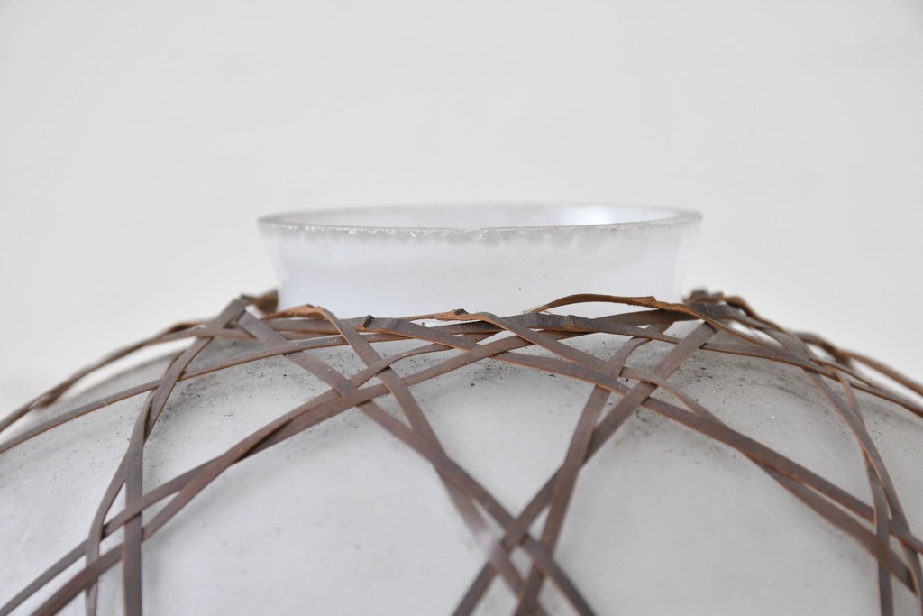 《引っ掛けシーリング式ペンダントライト加工費込み》　和製アンティーク　和の趣漂う竹網み細工のペンダントライト　(R-086871)