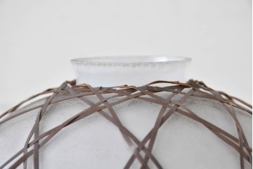 《引っ掛けシーリング式ペンダントライト加工費込み》　和製アンティーク　和の趣漂う竹網み細工のペンダントライト　(R-086871)