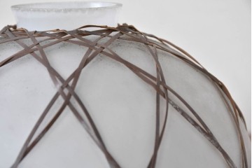 《引っ掛けシーリング式ペンダントライト加工費込み》　和製アンティーク　和の趣漂う竹網み細工のペンダントライト　(R-086871)