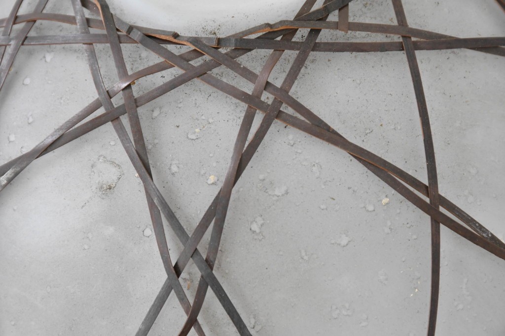 《引っ掛けシーリング式ペンダントライト加工費込み》　和製アンティーク　和の趣漂う竹網み細工のペンダントライト　(R-086871)