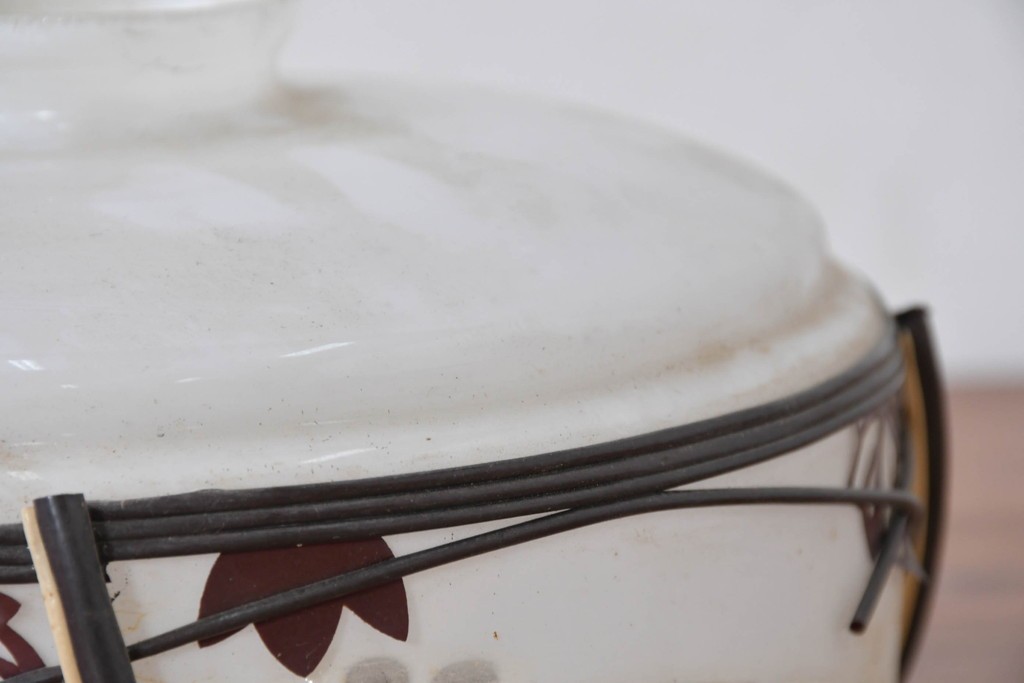 《引っ掛けシーリング式ペンダントライト加工費込み》　和製アンティーク　切子細工(葡萄)とセルロイド装飾をあしらったペンダントライト　(R-086874)