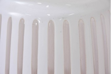 《引っ掛けシーリング式ペンダントライト加工費込み》　和製アンティーク　希少デザイン　大振りサイズ　レトロなストライプが可愛らしい切子細工のペンダントライト　(R-086879)