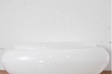 《天井・壁付け照明加工費込み》　和製ヴィンテージ　ふっくらとした円形フォルムのシンプルなシーリングライト　(R-086882)