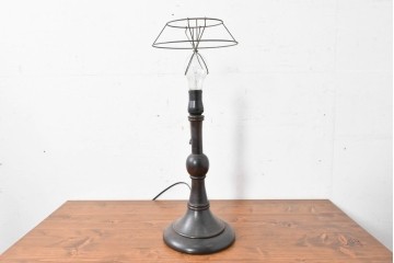 中古　松本民芸家具　和洋折衷デザイン　和紙製プリーツシェードのA型スタンド　(R-086883)