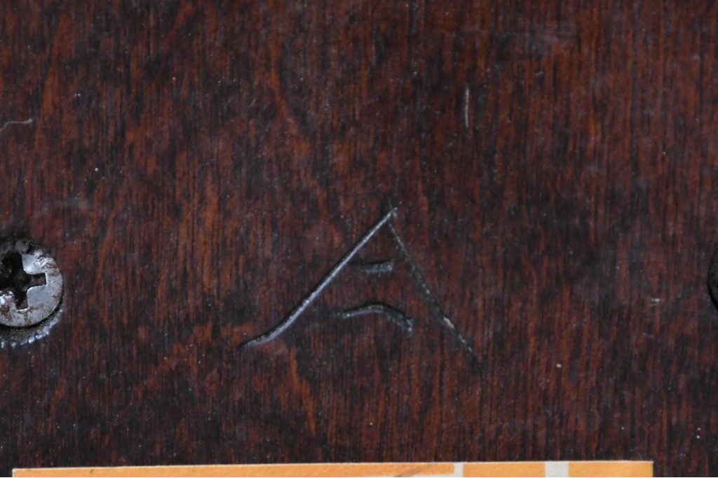 中古　松本民芸家具　和洋折衷デザイン　和紙製プリーツシェードのA型スタンド　(R-086883)