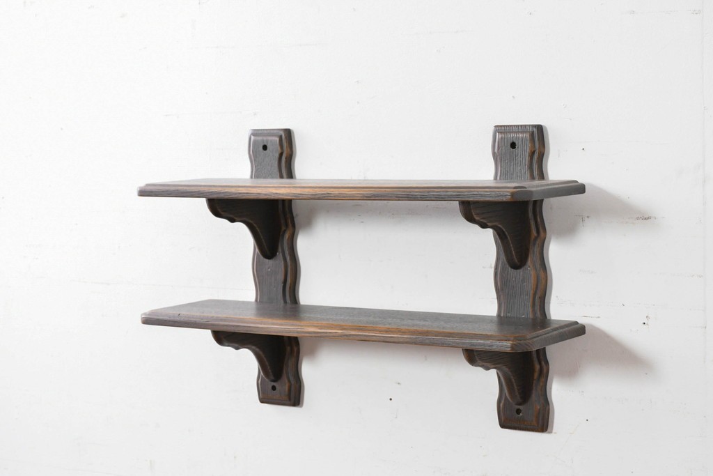 中古　美品　飛騨産業　キツツキ　プロヴィンシャル(Provincial)　ブリティッシュカントリーな素朴さが魅力の2段ウォールシェルフ　(R-086884)