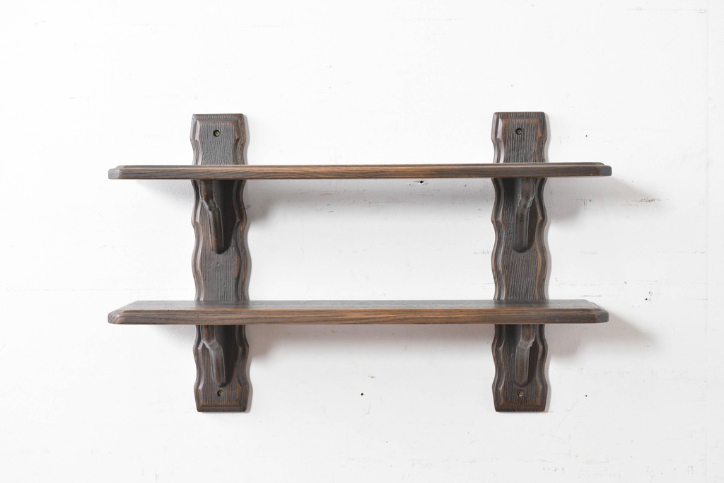 中古　美品　飛騨産業　キツツキ　プロヴィンシャル(Provincial)　ブリティッシュカントリーな素朴さが魅力の2段ウォールシェルフ　(R-086884)