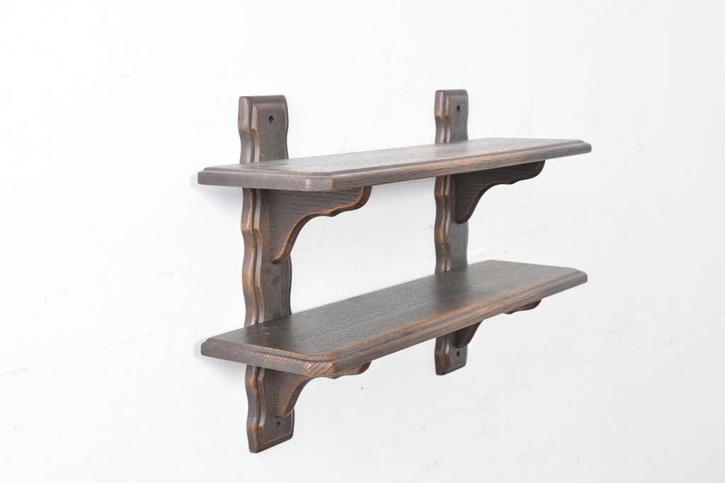 中古　美品　飛騨産業　キツツキ　プロヴィンシャル(Provincial)　ブリティッシュカントリーな素朴さが魅力の2段ウォールシェルフ　(R-086884)