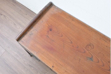 和製アンティーク　明治大正期　総欅(ケヤキ)材　引き出し3杯付きの文机　(R-086886)