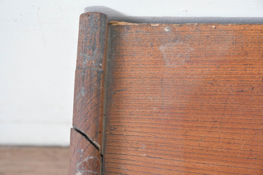 和製アンティーク　明治大正期　総欅(ケヤキ)材　引き出し3杯付きの文机　(R-086886)