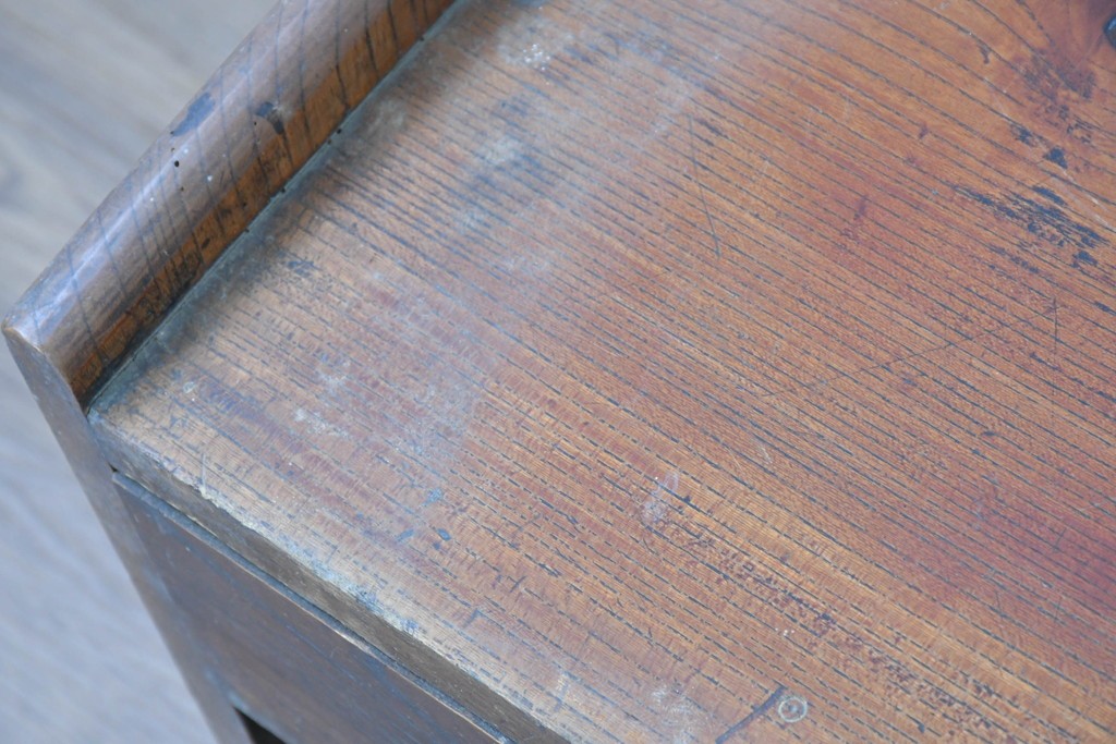 和製アンティーク　明治大正期　総欅(ケヤキ)材　引き出し3杯付きの文机　(R-086886)