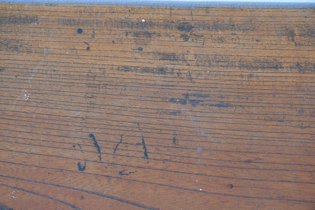 和製アンティーク　明治大正期　総欅(ケヤキ)材　引き出し3杯付きの文机　(R-086886)