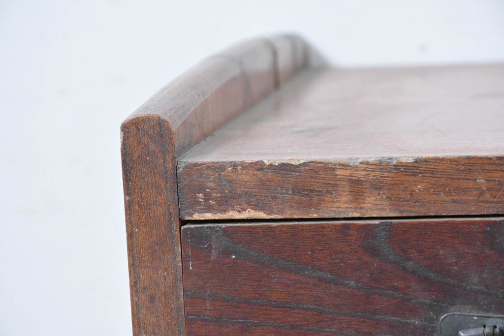 和製アンティーク　明治大正期　総欅(ケヤキ)材　引き出し3杯付きの文机　(R-086886)