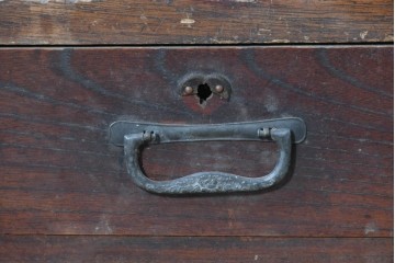 和製アンティーク　明治大正期　総欅(ケヤキ)材　引き出し3杯付きの文机　(R-086886)