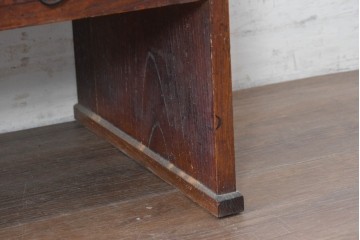 和製アンティーク　明治大正期　総欅(ケヤキ)材　引き出し3杯付きの文机　(R-086886)