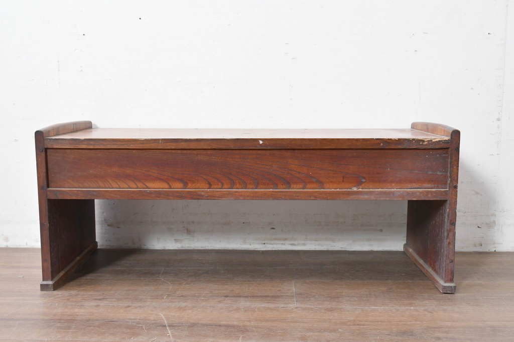 和製アンティーク　明治大正期　総欅(ケヤキ)材　引き出し3杯付きの文机　(R-086886)