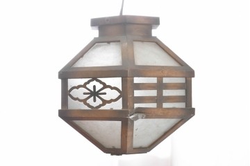 和製アンティーク　花菱文様をあしらった六角形のシーリングライト　(R-086887)