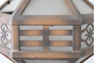 和製アンティーク　花菱文様をあしらった六角形のシーリングライト　(R-086887)