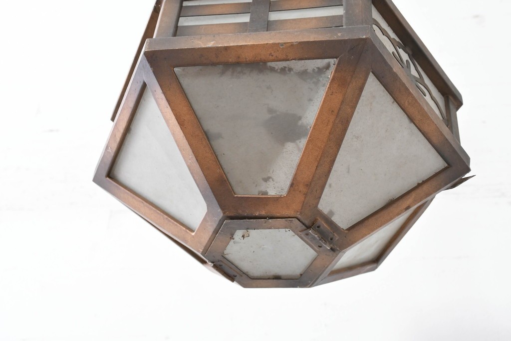 和製アンティーク　花菱文様をあしらった六角形のシーリングライト　(R-086887)