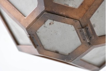 和製アンティーク　花菱文様をあしらった六角形のシーリングライト　(R-086887)