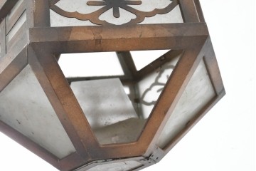 和製アンティーク　花菱文様をあしらった六角形のシーリングライト　(R-086887)