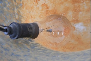 フランスアンティーク　アール・ヌーヴォー様式　熔かし込みガラスの優美な5灯シャンデリア　(R-086889)