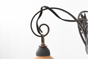 フランスアンティーク　アール・ヌーヴォー様式　熔かし込みガラスの優美な5灯シャンデリア　(R-086889)