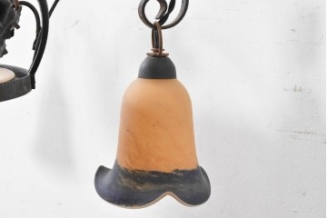 フランスアンティーク　アール・ヌーヴォー様式　熔かし込みガラスの優美な5灯シャンデリア　(R-086889)