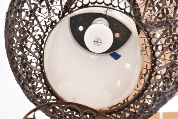 和製アンティーク　透かし模様が印象的な球体デザインの吊り下げ照明　(R-086894)