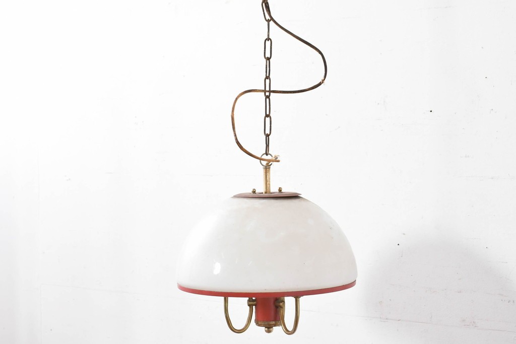 和製ビンテージ　レトロな配色のガラスシェードが目を引く吊り下げ照明　(R-086896)