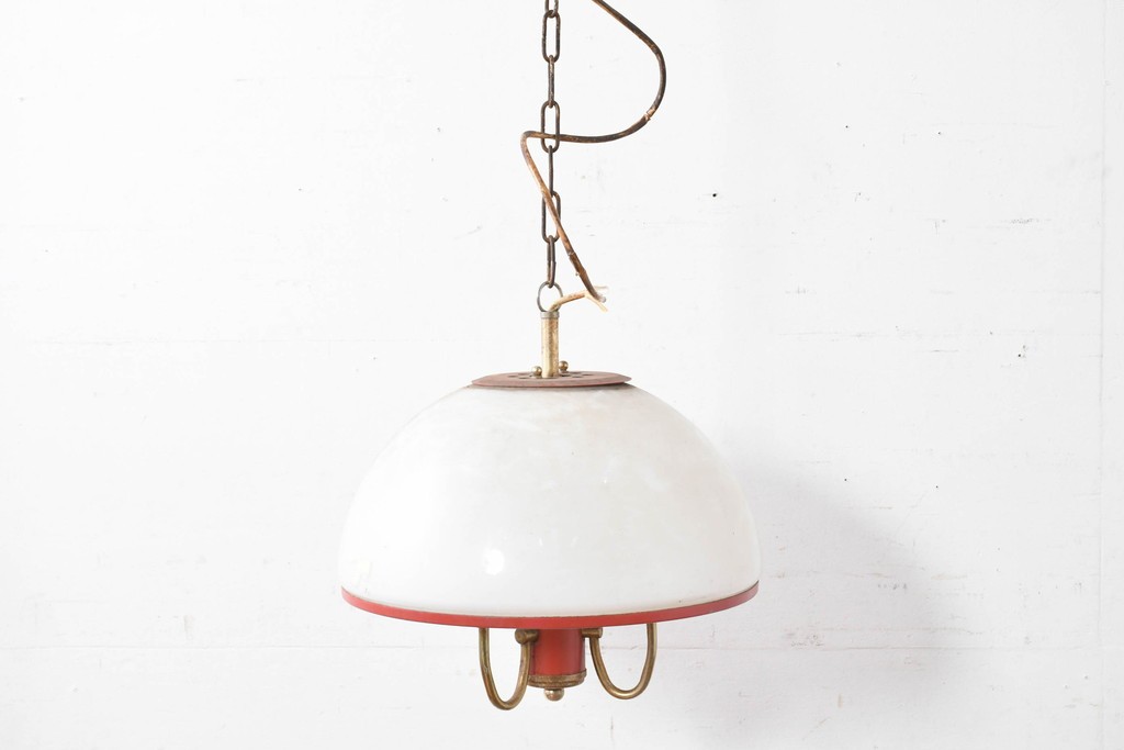 和製ビンテージ　レトロな配色のガラスシェードが目を引く吊り下げ照明　(R-086896)