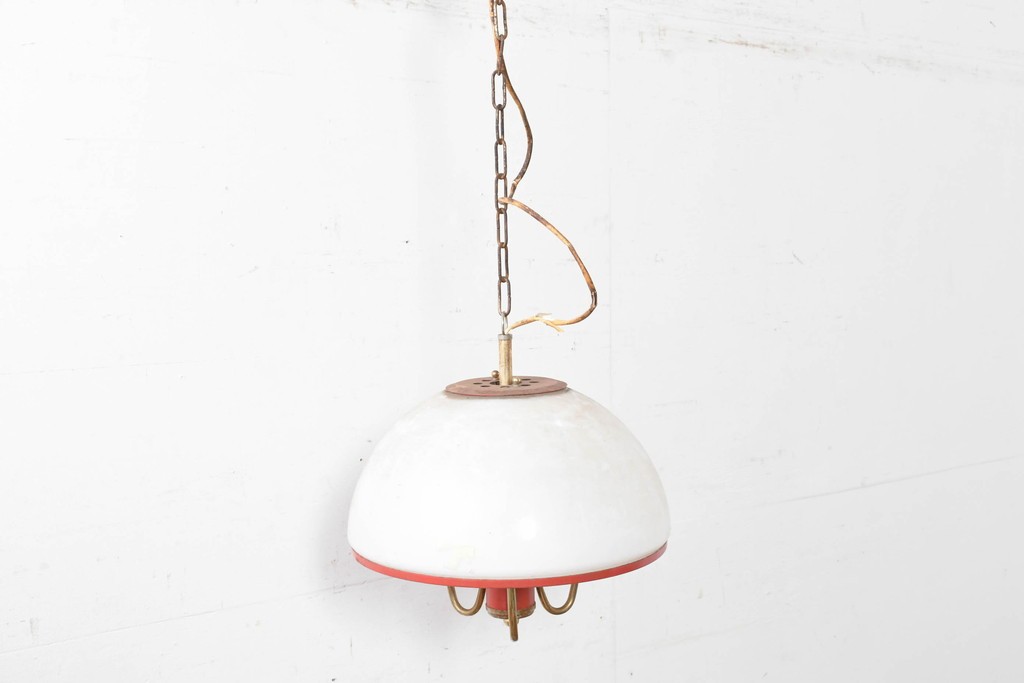 和製ビンテージ　レトロな配色のガラスシェードが目を引く吊り下げ照明　(R-086896)