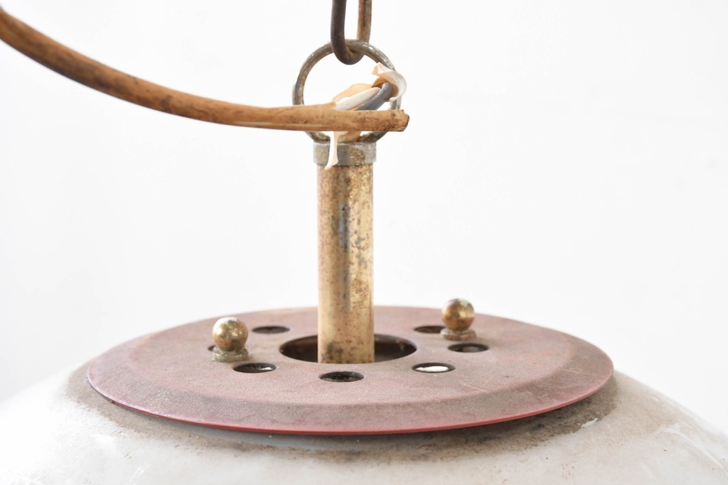 和製ビンテージ　レトロな配色のガラスシェードが目を引く吊り下げ照明　(R-086896)