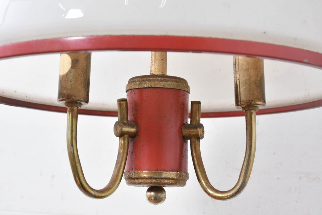 和製ビンテージ　レトロな配色のガラスシェードが目を引く吊り下げ照明　(R-086896)