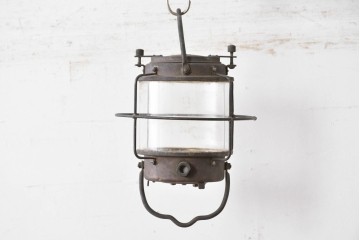 《引っ掛けシーリング式ペンダントライト加工費込み》　和製ヴィンテージ　日本船燈株式会社　無骨で渋い風合いが魅力の真鍮製マリンランプ　(R-086897)