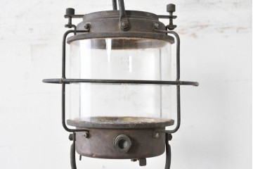 《引っ掛けシーリング式ペンダントライト加工費込み》　和製ヴィンテージ　日本船燈株式会社　無骨で渋い風合いが魅力の真鍮製マリンランプ　(R-086897)