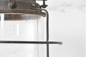 《引っ掛けシーリング式ペンダントライト加工費込み》　和製ヴィンテージ　日本船燈株式会社　無骨で渋い風合いが魅力の真鍮製マリンランプ　(R-086897)